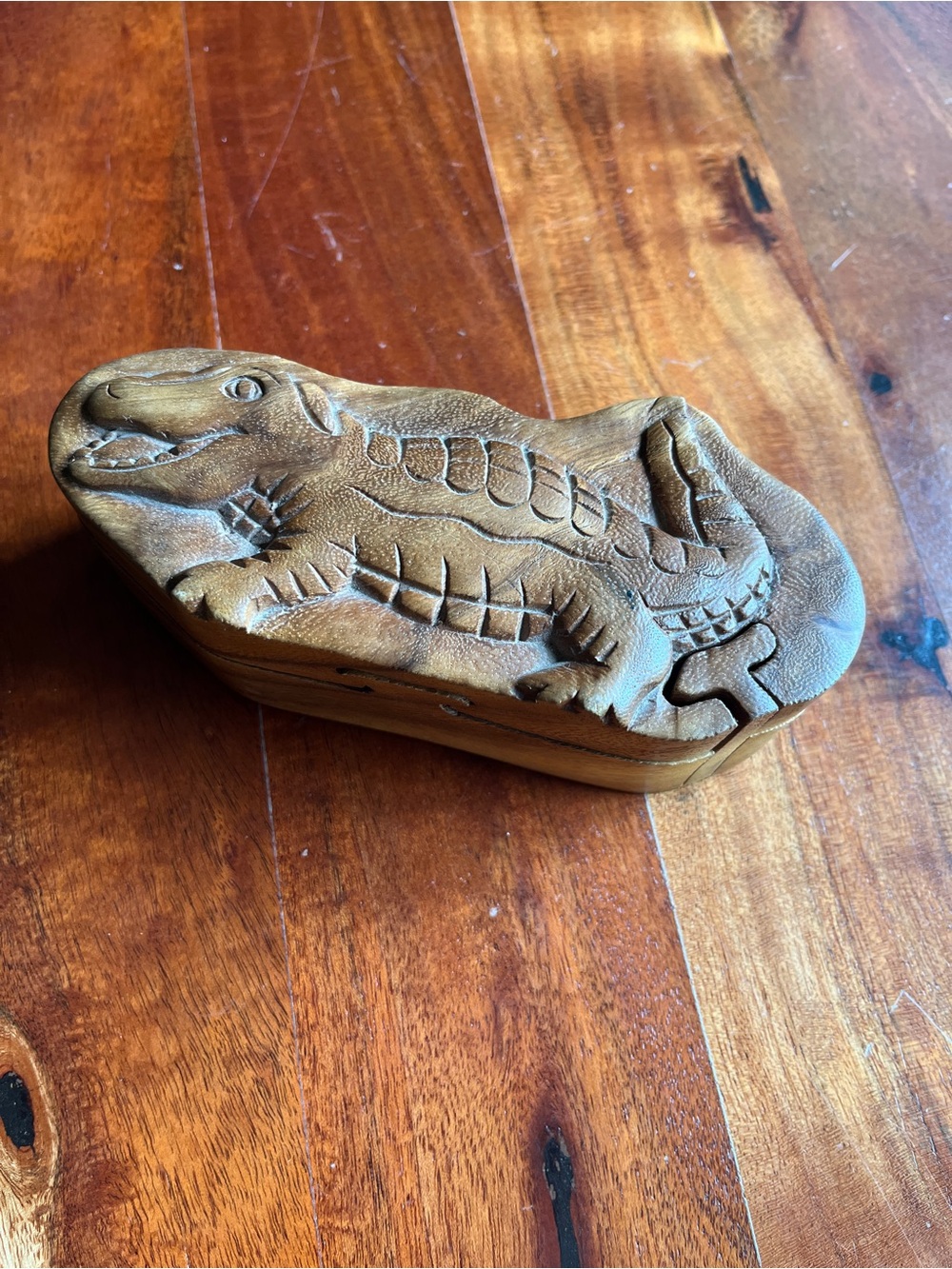 Wood Crocodile Secret Compartment Puzzle Box Hidden Treasures Inside Storage
